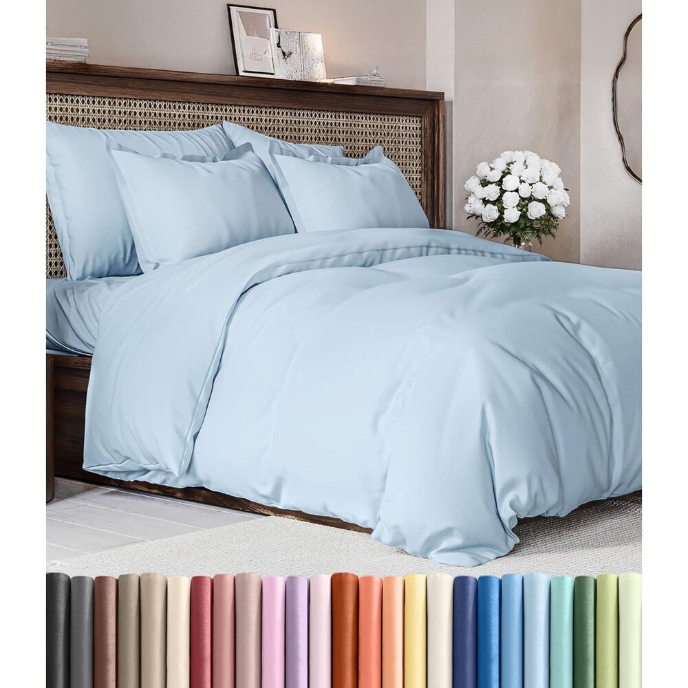 Full Size Duvet Cover Set, 80" x 90" with 2 Pillow Shams (Light Blue)